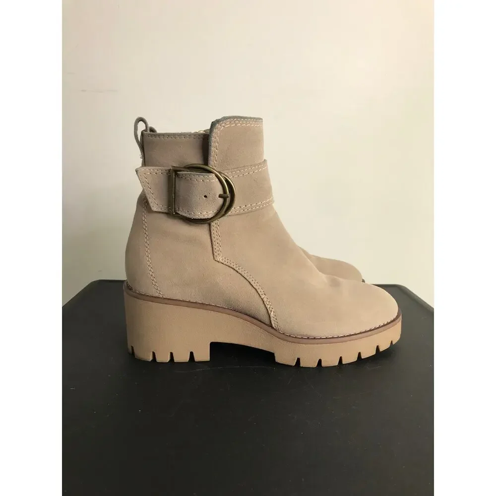 Blondo Booties Womens Size‎ 6M Tan Suede Side Zip Chucky Sole Waterproof